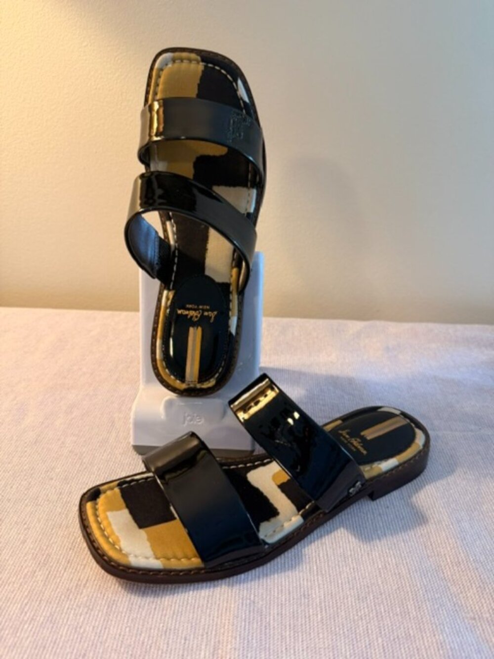 Kate Edelman New York Black Patent Leather Slide Sandals Size 8.5